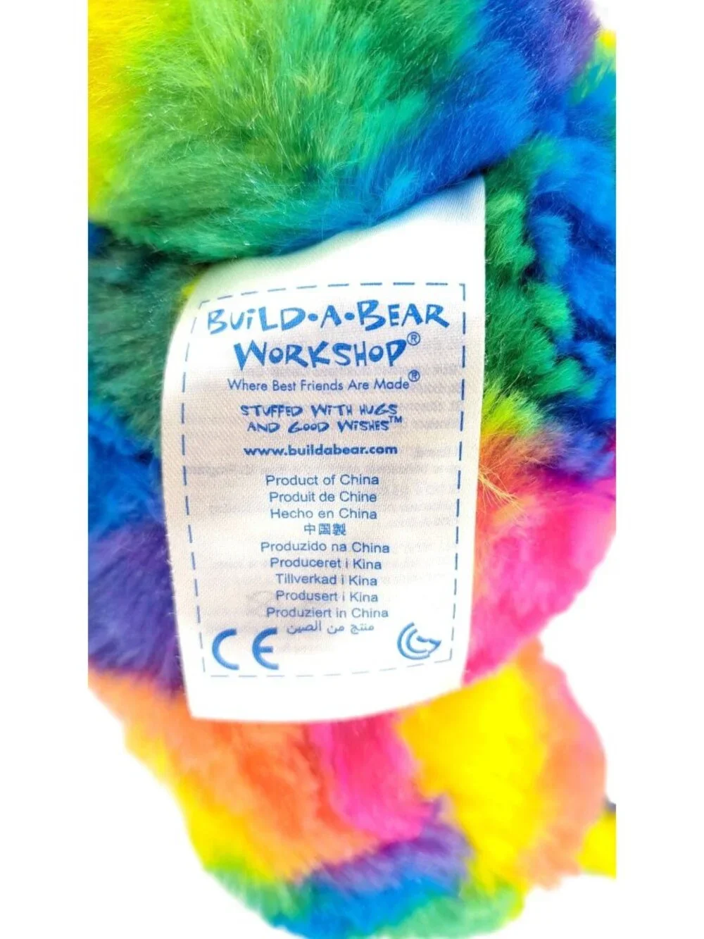 Build-A-Bear Rainbow Tie-Dye Plush Dinosaur Sequin Tutu & Halter Dress 21 Inches